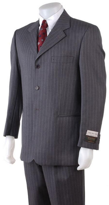 Men's Available in 2 or 3 Buttons Style Regular Classic Cut/4 Button Style Charcoal Gray Pinstripe 2 Piece Suits - Two piece Business suits - mensusa