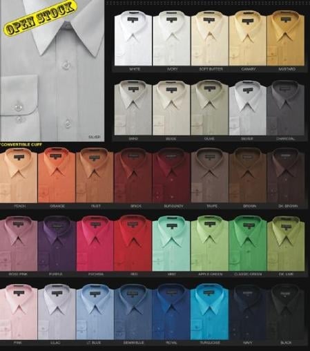 Men's Basic Normal 65%Poly 35%Cotton Dress Shirt in 34 Colors Men's Dress Shirt mensusa