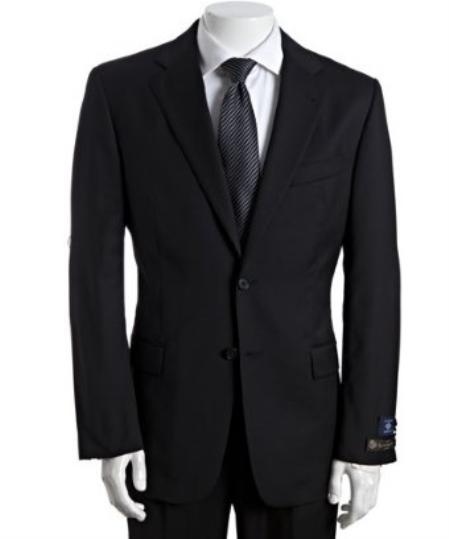 Men's Black 2-Button Suit With Single Pleated Pants mensusa