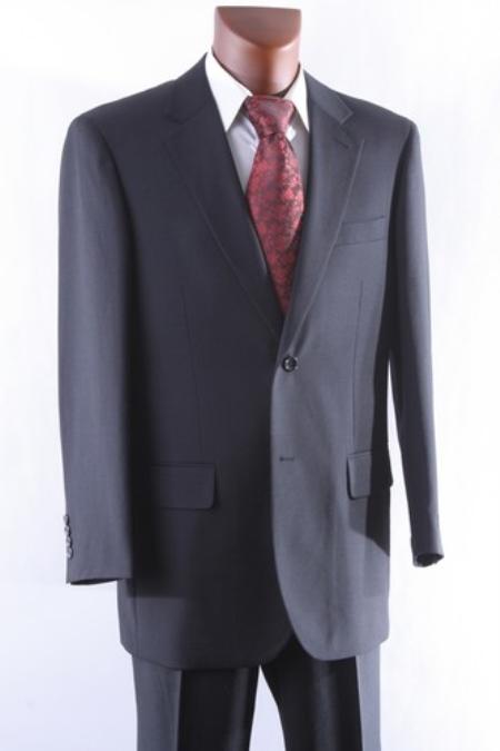 Men's Black 2 Button Wool Suit Single Pleat Pant mensusa