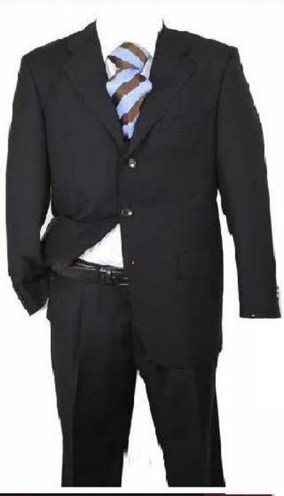 Men's Black Solid Cheap Priced Business Suits Clearance Sale Available In 2 Or 3 Buttons Style Regular Classic Cut - mensusa