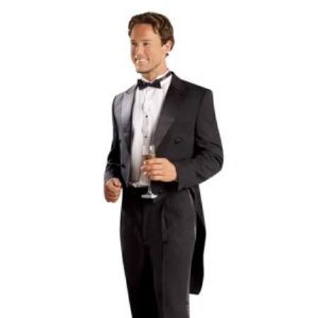 Men's Black Tailcoat with Matching Formal Trousers Tuxedo Jacket with the tail suit mensusa