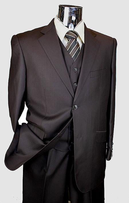 Men's Brown 3 Piece 2 Button Italian Designer Suit - Three Piece Suit mensusa