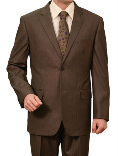 Men's Brown Pin Stripe ~ Pinstripe 2 Button Front Closure Suit mensusa