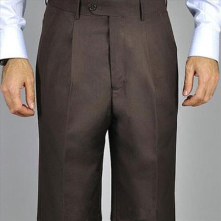 Men's Brown Single Pleat Pants unhemmed unfinished bottom mensusa