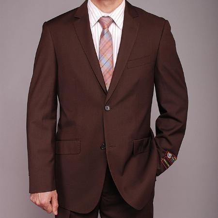 Men's Brown Wide - fish cut styling for Sale - Men's Slim Fit Suits 2 Piece Suits - Two piece Business suits Suit mensusa