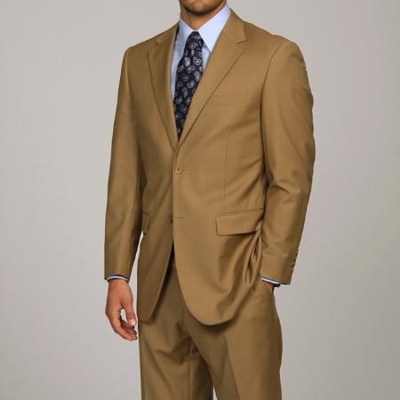 Men's Camel ~ Khaki 2-button 2 Piece Suits - Two piece Business suits Suit mensusa