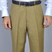 Men's Camel Single Pleat Pants unhemmed unfinished bottom mensusa