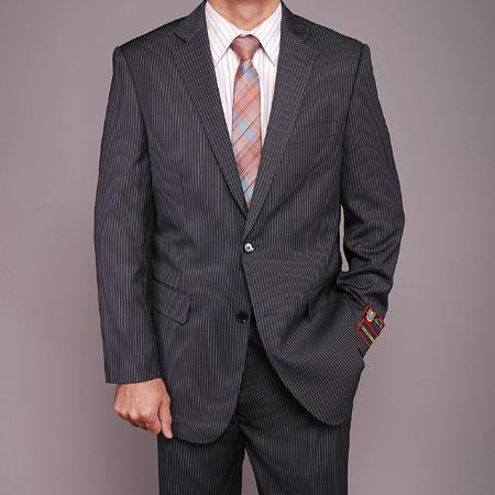 Men's Charcoal Gray Pinstripe 2-button 2 Piece Suits - Two piece Business suits Suit mensusa