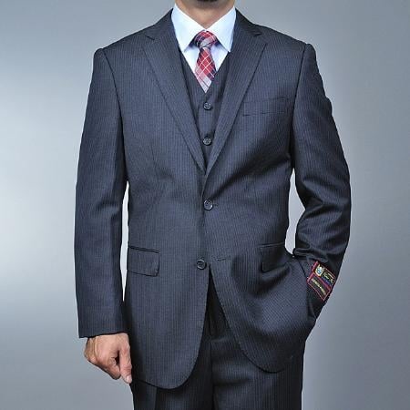 Men's Charcoal Grey 2-button Vested 2 Piece Suits - Two piece Business suits Suit mensusa