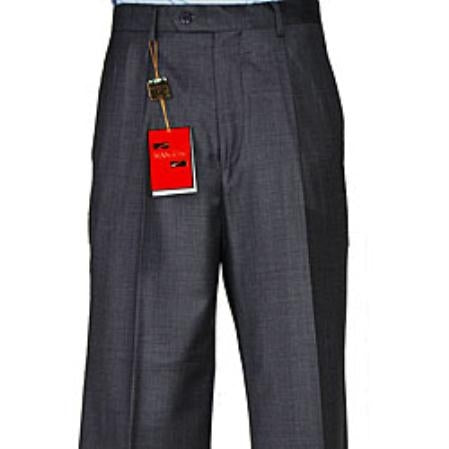 Men's Charcoal Grey Single-pleat Pants unhemmed unfinished bottom - Cheap Priced Dress Slacks For Men On Sale mensusa