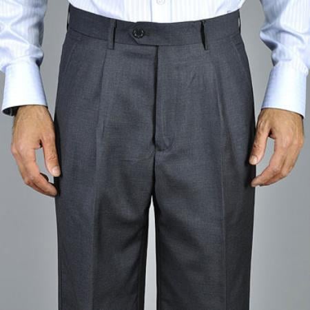 Men's Charcoal Single Pleat Pants unhemmed unfinished bottom mensusa