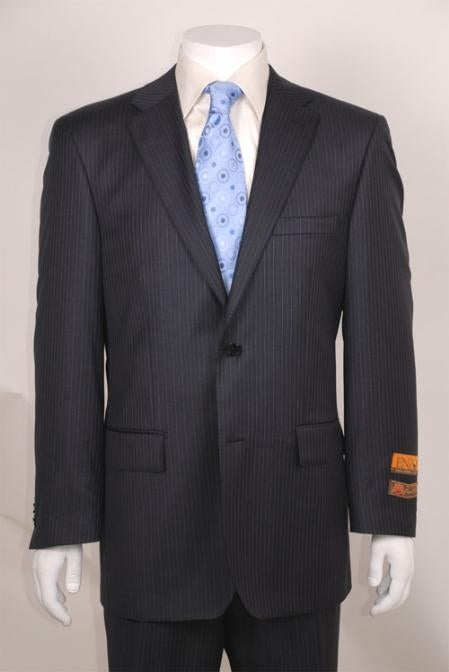 Men's Charcoal Stripe ~ Pinstripe Modern Fit Suits 2 Button without pleat flat front Pants Business ~ Wedding 2 piece Side Vented 2 Piece Suits For Men mensusa