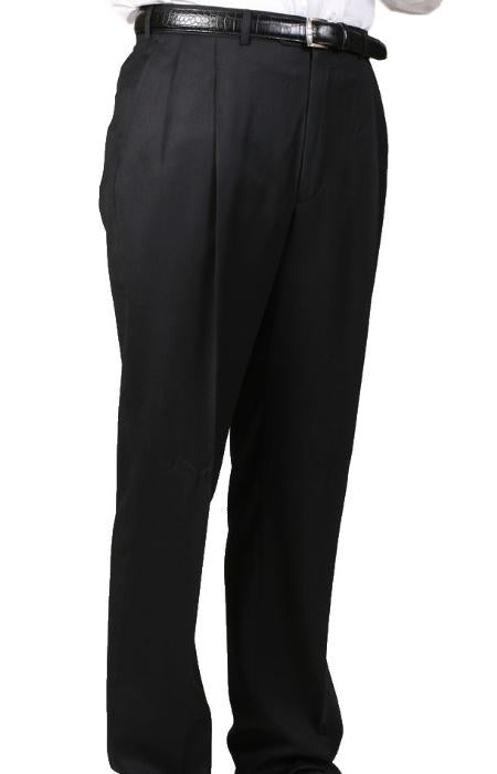 Men's Dacron Polyester Black Somerset Double-Pleated Slacks / Dress Pants Trouser mensusa