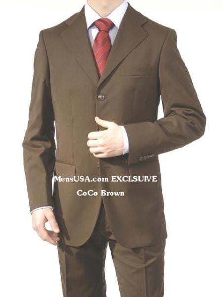 Men's Dark Brown Super Poly~Rayon 3 Buttons Dress Business Suits mensusa