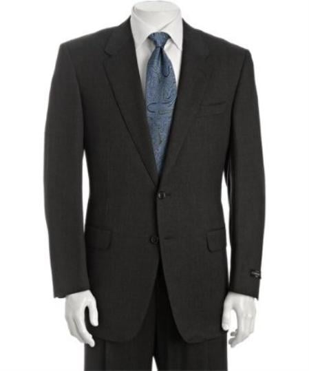 Men's Dark Grey 2-Button Suit with Single Pleated Trousers mensusa