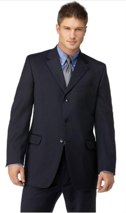 Men's Dark Navy 3 Button Polyester affordable Cheap Priced Business Suits Clearance Sale online sale Dark Blue Suit mensusa