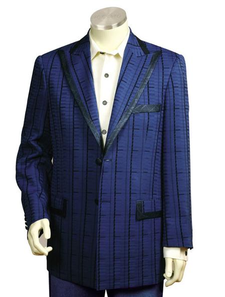 Men's Dark Navy Pinstripe Gangester Zoot Suit Navy mensusa