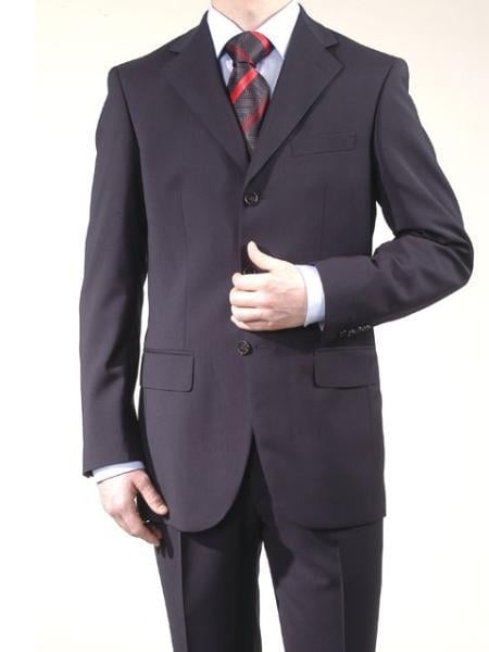 Men's Dark Navy Super Poly~Rayon 3 Button Suit Dress Busines Suit mensusa