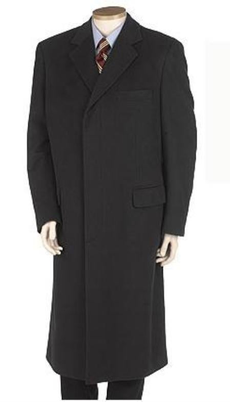 Men's Dress Coat Full Length Solid Black Men's Overcoat Wool Blend 3 Button Fully Lined Hi mensusa