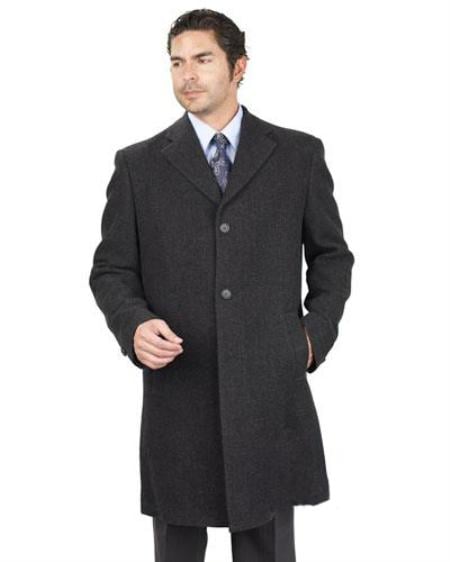 Men's Dress Coat Long Jacket With 2 Side Pocket Men's Overcoat PolyRayon Blend Unfinished Hem Charcoal mensusa