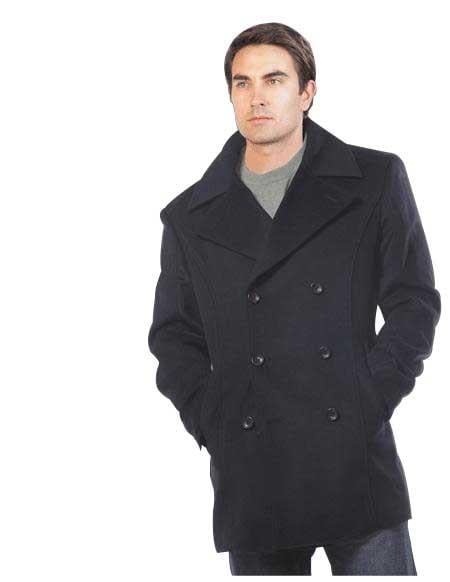 Men's Dress Coat Wool Black Double breasted Designer Men's Wool Men's Peacoat Sale mensusa