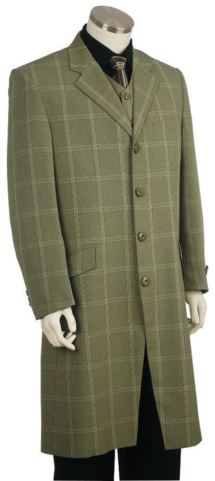 Men's Fashion Plaid ~ Windowpane Zoot Suit Green mensusa