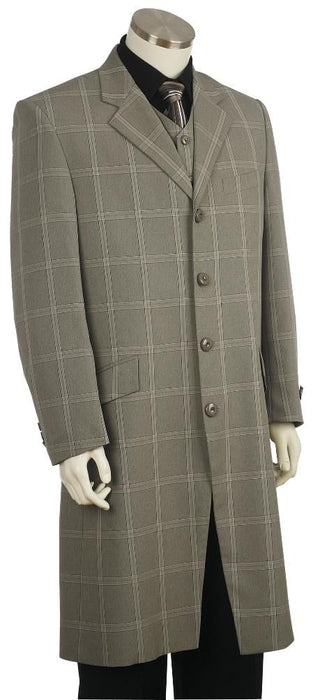 Men's Fashion Plaid ~ Windowpane Zoot Suit Grey mensusa