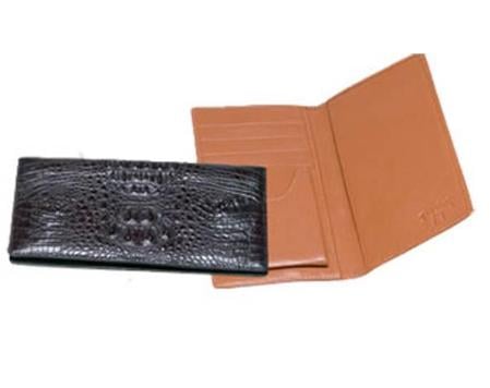 Men's Genuine Exotic Animal Skin Ferrini Hornback Crocodile Checkbook Black mensusa