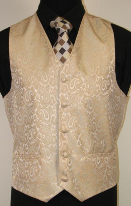 Men's Gold Vest Set With Vest Waistcoat Bow, Tie And Hankie mensusa