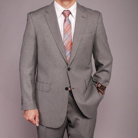 Men's Gray Birdseye 2-button Suit - Dress Suit For Men 2 Piece Suits - Two piece Business suits Suit mensusa