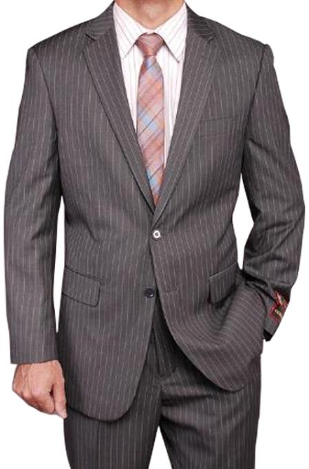 Men's Grey Stripe ~ Pinstripe 2-button 2 Piece Suits - Two piece Business suits Suit mensusa