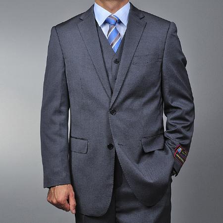 Men's Grey Teakweave 2-button Vested 2 Piece Suits - Two piece Business suits Suit mensusa