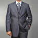 Men's Grey Teakweave 2-button Vested three piece suit mensusa