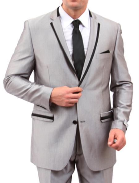 Men's Grey Two Flapped Besom Vent Suit mensusa