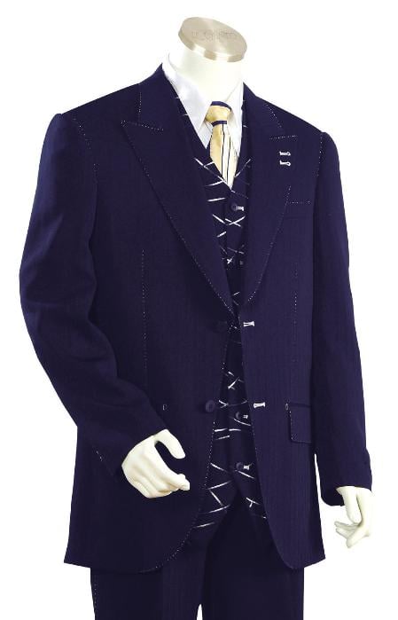 Men's High Fashion Dark Navy Zoot Suit mensusa