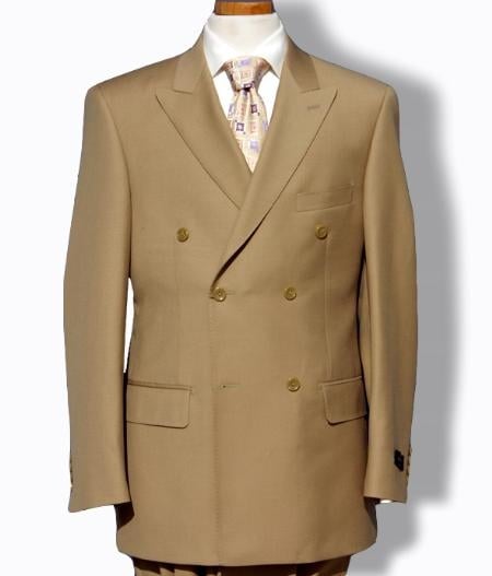 Men's Khaki ~ Bronze ~ Camel Double Breasted Suits Dress Fabric Discounted Suit Pleated Pants mensusa