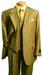 Men's Khaki ~ Bronze Fashion Three Piece Suit 2 Button Style With Flat Front No Pleated Pants mensusa