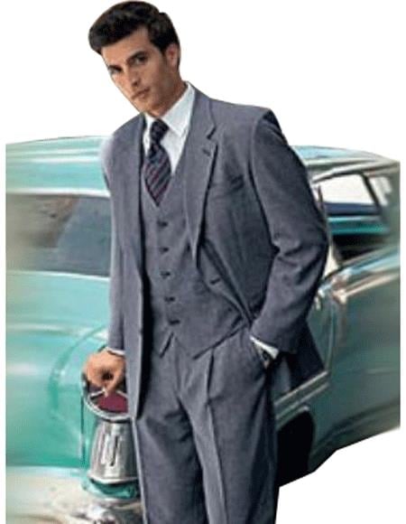 Men's Medium Gray 3 ~ Three Piece Suit made from Super 150's - mensusa