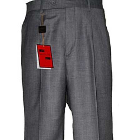 Men's Medium Gray Single-pleat Pants unhemmed unfinished bottom - Cheap Priced Dress Slacks For Men On Sale mensusa