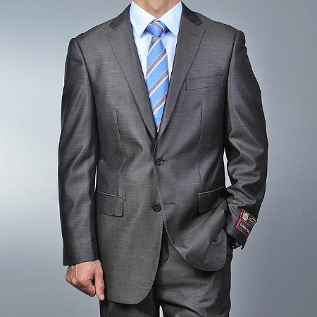 Men's Metallic Grey 2-button Suit mensusa