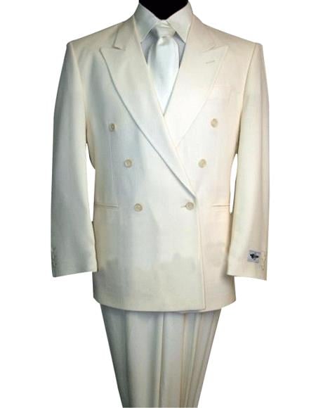 Men's Off White 2pc Double Breasted Suits Dress Suit mensusa