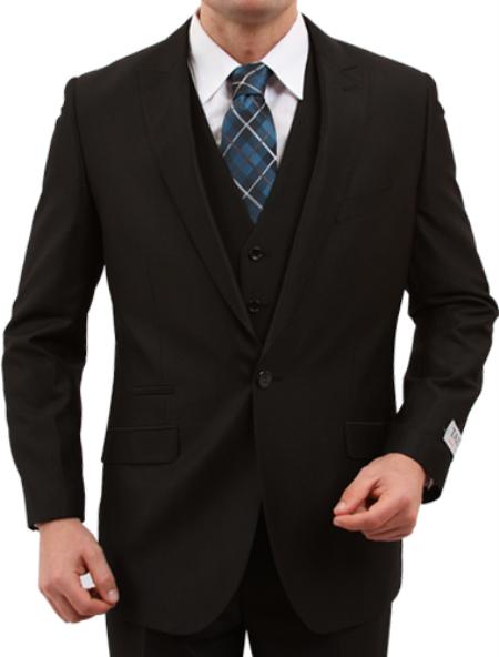 Men's One Button Slim Fit Black Suit mensusa