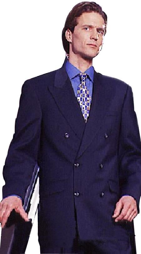 Men's Poly ~ Rayon Dark Navy Blue Suit For Men mensusa