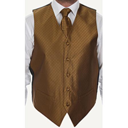 Men's Rust Brown Four-piece Dress Tuxedo Wedding Vest - Men's Neck Ties - Mens Dress Tie - Trendy Mens Ties mensusa