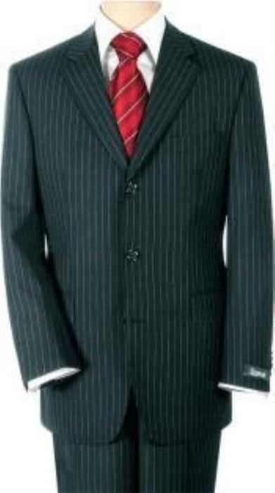 Men's Sharp Black Pinstripe Super 140s Side Vented - mensusa