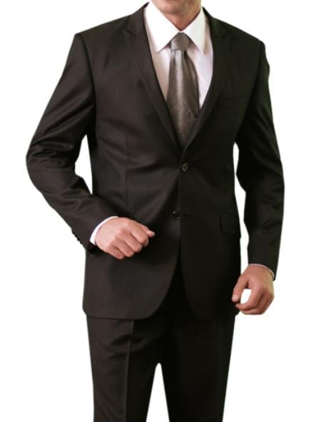 Men's Shiny Shark Skin Solid 2 Button Front Closure Slim Fit Suit mensusa