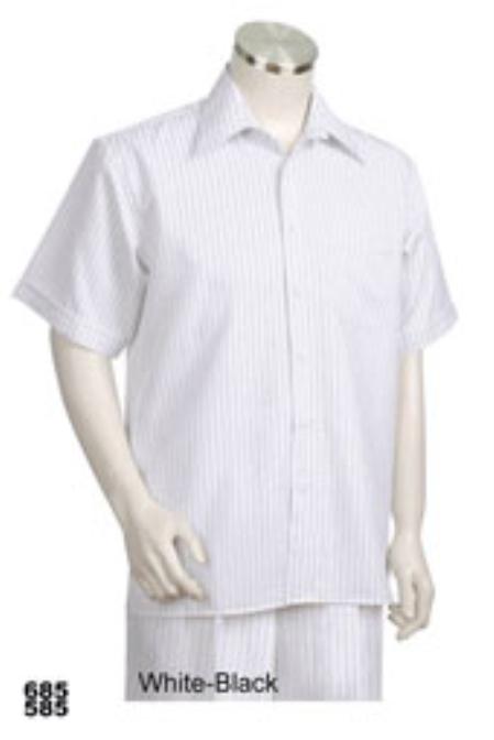 Men's Short Sleeve 2piece Casual Mens Walking Suit White mensusa