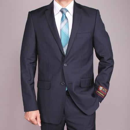 Men's Slim Fit Suit - Fitted Suit - Skinny Suit Men's Wide - fish cut styling for Sale- Dress Suit For Men 2 Piece Suits - Two piece Business Dark Blue Suit mensusa