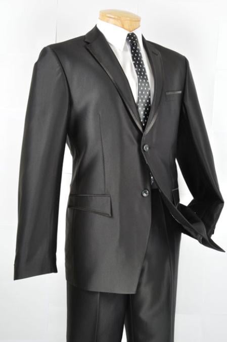 Men's Slim Fit Trimmed Two Tone Blazer/affordable suit online sale/Tuxedo - Black mensusa